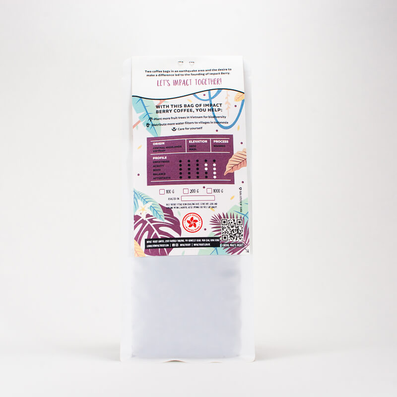 咖啡豆香港 v1a_Impact Berry Organic Fairtrade Arabica Coffee Beans Buy Online Hong Kong Sweet Viet LDPE_back